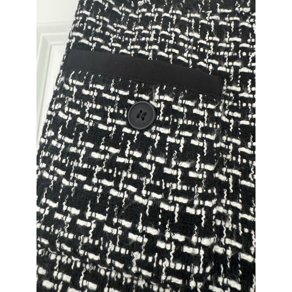 NY & Co Black White Tweed Wide Leg Crop Pants Sz M Textured Lined Zip High Rise - Picture 6 of 13